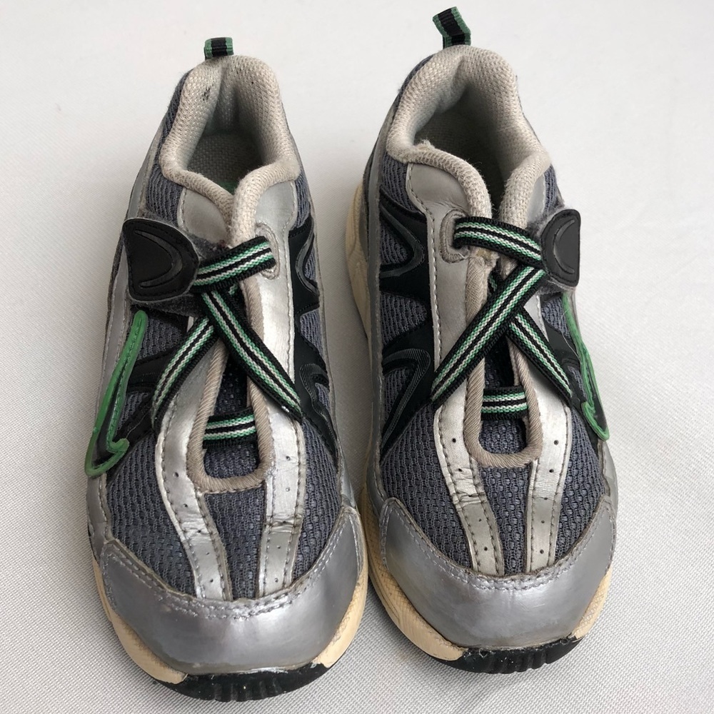 Nike green and silver running sneakers